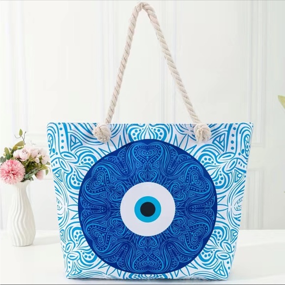 House of Shadow Handbags - Evil Eye Tote Bag with Rope Handles